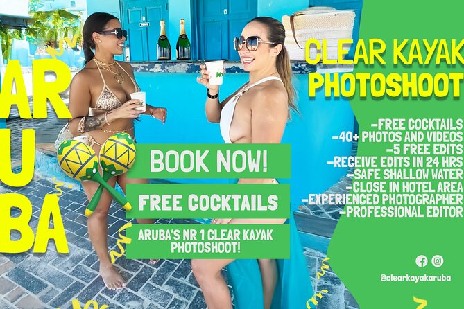 #1 SAFE Clear Kayak Aruba Photo+Video FREE Cocktail Edits in 24hr - What the 30-Minute Aruba Session Really Feels Like