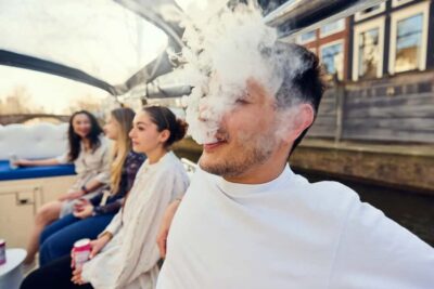 Smoke & Cruise on covered Cannabis Boat With Bar