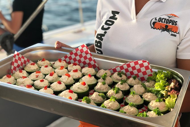 Aruba Happy Hour Sunset Sail with Savory Bites and Cocktails - Savory bites arrive every 15 minutes