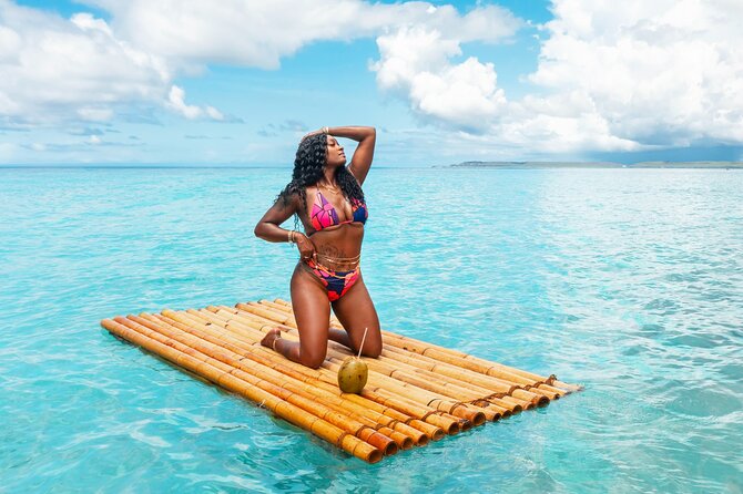 Bamboo Raft Photoshoot + FREE Videos, Shots and Cocktails - Drone Photography Over Curaçao’s Clear Water