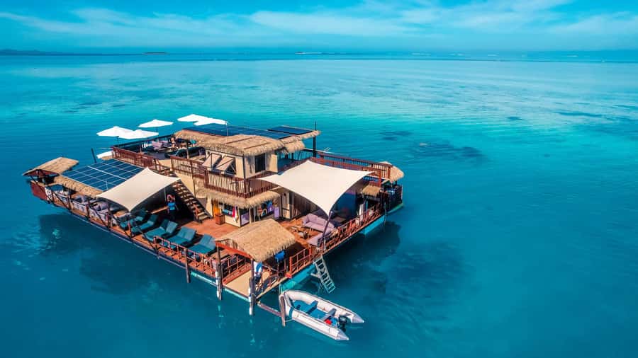 Denarau: Seventh Heaven Floating Bar Day Trip - Arriving at a bar in the middle of the Mamanucas