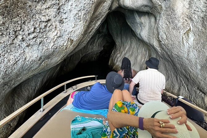From Positano : Elite Capri Boat Day Free Bar, Brunch & City Walk - Sailors’ Cave, the Faraglioni, and the White Grotto