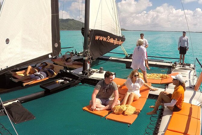LUXURY Catamaran Bora Bora : Sailing, Snorkeling & Floating Bar - The floating bar in shallow lagoon water