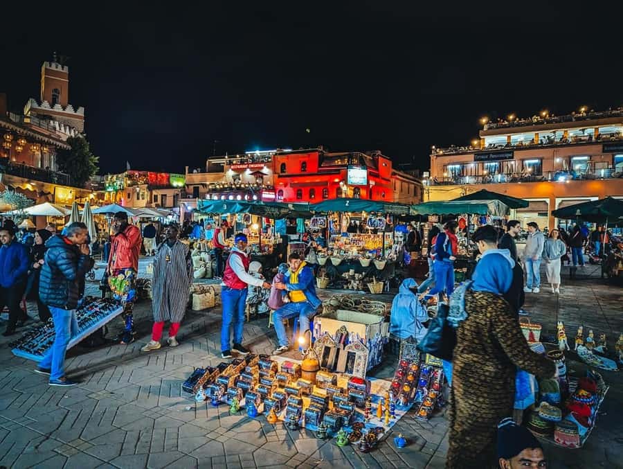 Marrakech: Souk by Night Medina Guided Walking Tour. - The rooftop tea stop above Jemaa el Fnaa