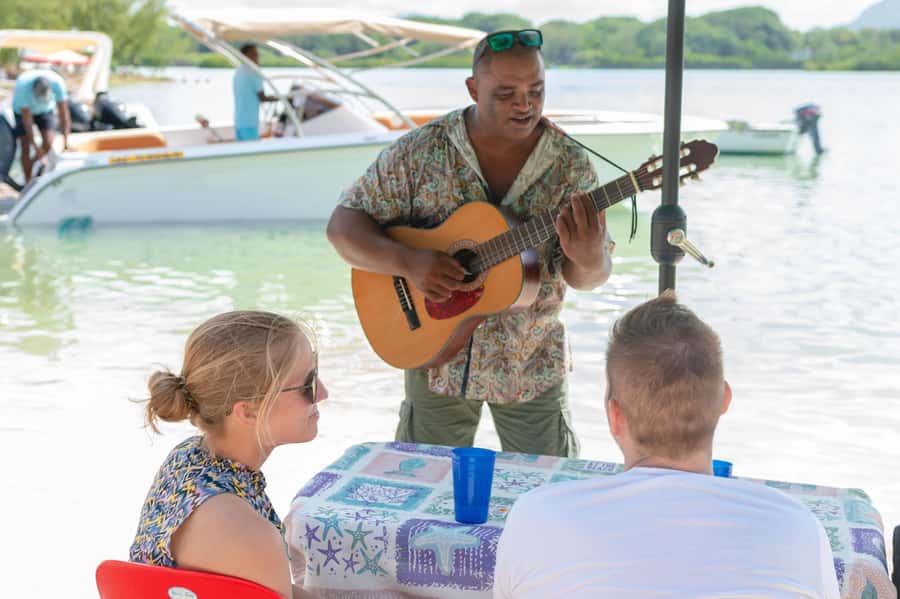 Mauritius: Speedboat Ile aux Cerfs, GRSE Waterfall, BBQ, Bar - Music, Sega, and the limits of the entertainment