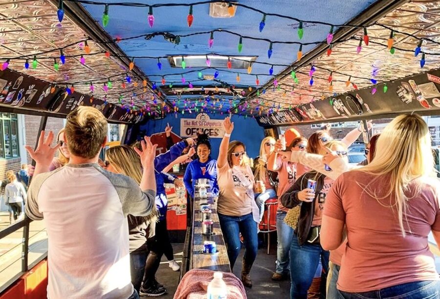 Nashville: Party Bus with DJ and Bar - Boarding the blue or pink party bus