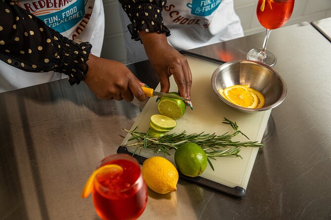 New Orleans Courtyard Cocktails: Happy Hour Mixology Class - First pour: a refreshing Pimm’s Cup