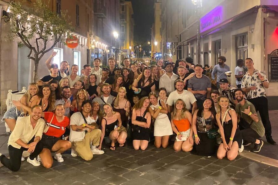 Nice: Ultimate Party Bar Crawl Free Shots & VIP Club Entry - Starting at Villa Saint Exupery Beach near Place Massena
