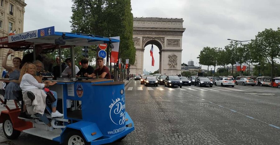 Paris: Beer Bike Bar With Drinks Included - Foch Garden and the Arc de Triomphe