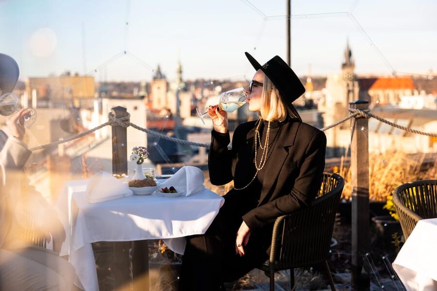 Prague: Sky Bar Aperitivo Menu with Drink & Panoramic Views - What the aperitivo stop feels like