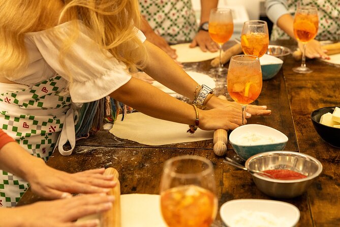 Rome Pizza Making Class with Spritz Cocktails - Mixing Aperol and Hugo Spritz