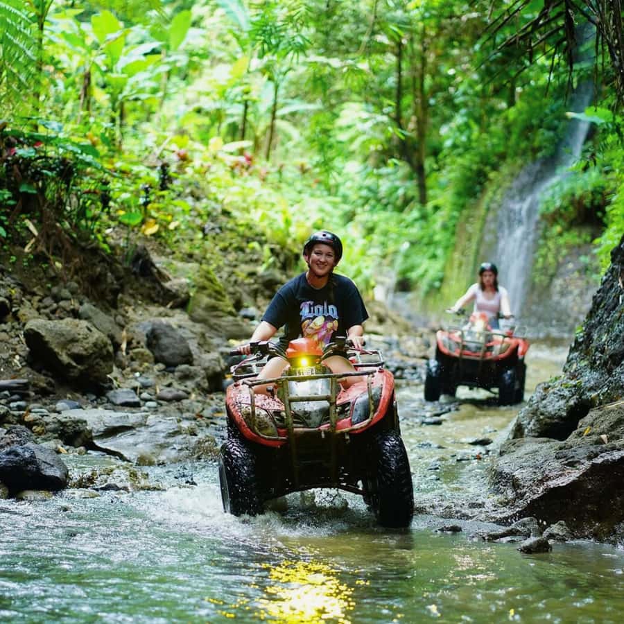 Ubud Bali ATV Alasan Adventure Gorila Cave & Cretya Pool Bar - Starting with the training track